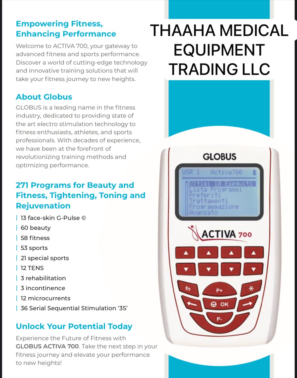 MUSCLE STIMULATOR - GLOBUS ACTIVA 700