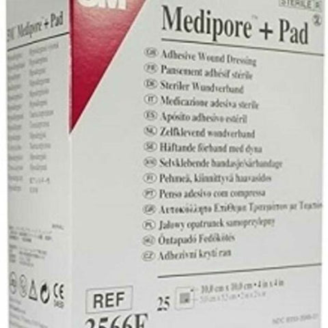 ضمادة الجروح اللاصقة الناعمة من Medipore + Pad، 3566e (10 سم × 10 سم)