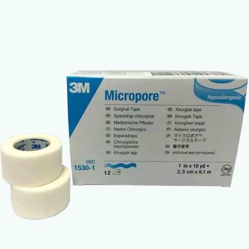 شريط جراحي من ورق Micropore: 2.5 سم × 9.14 متر (1 بوصة × 10 ياردة)