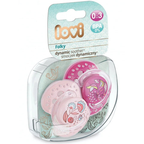 Lovi Dyn Soother Silicone 0- 3M(2 Stks) Folky- 22841Girl