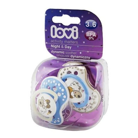 Lovi Dyn Soother Silicone 3-6M (2 Stks) Nag en Dag- 22810Seun