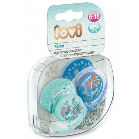 Lovi Dyn Soother Silicone 6-18M (2 Stks) Folky-22843Boy