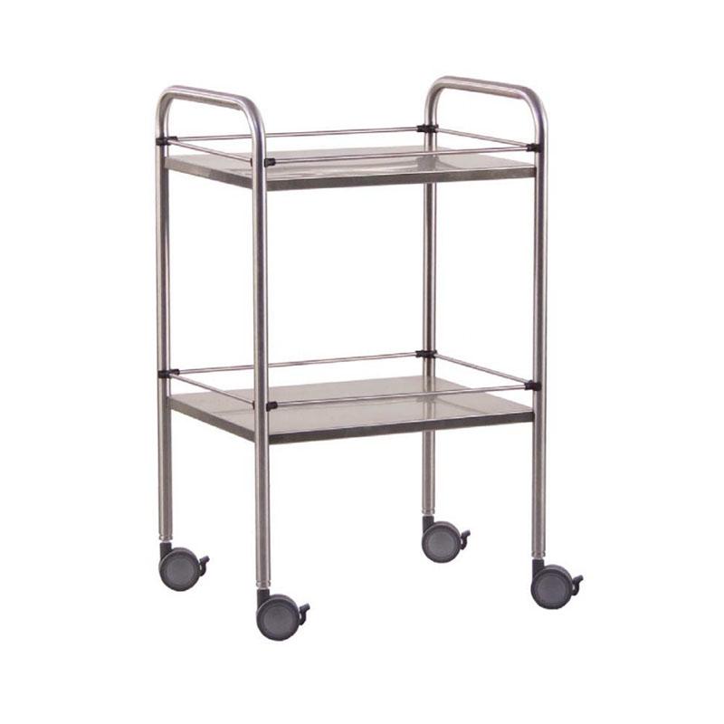 Double-Shelf Stainless Steel Instrument Trolley – Durable Medical Trolley for Hospitals & Clinics