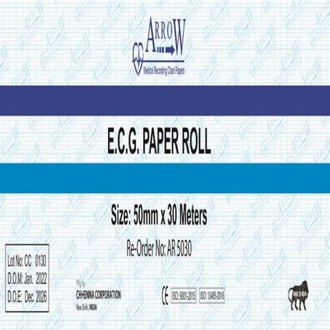 Arrow AR 5030 ECG Recording Paper 50 mm x 30 meters (Red Graph – 20 rolls / box)