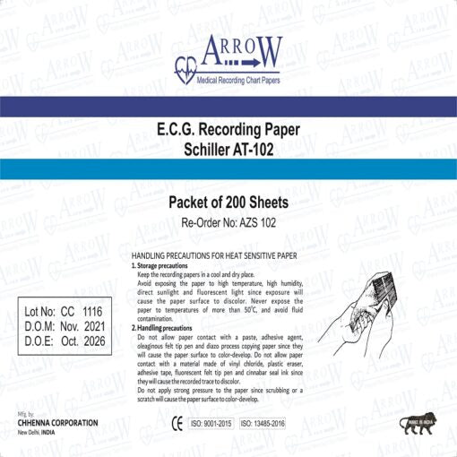 ورق تسجيل تخطيط القلب الكهربائي Arrow AZS 102 مقاس 210 مم × 280 مم × 200 ورقة (13 عبوة/صندوق)