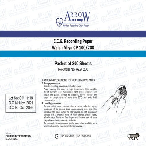 Arrow AZW 200 ECG Recording Paper 210mm x 280mm x 200 sheets (10 Packets/Box)