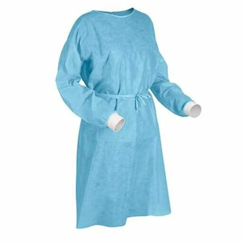 Disposable Protective Patient Gown with Knitted Cuff, Dark Blue