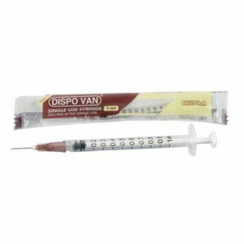 Dispovan – 1 ml spuit tuberkulien met naald 26G x 1/2 duim – Doos van 100
