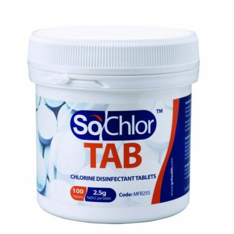 GV Health – Sochlor Tab Chloor Ontsmettingsmiddel Tablette 2,5 g NaDCC, 100 Tablette – MFB255