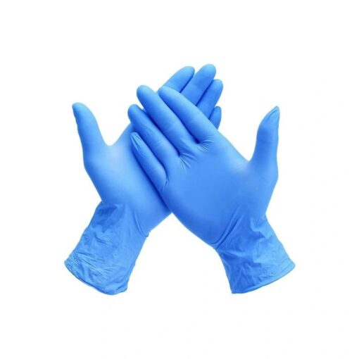 قفازات الفحص المصنوعة من النتريل الصناعي الخالية من البودرة من سوبر جارد، باللون الأزرق