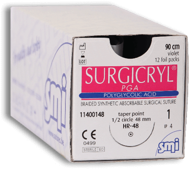 SMI Surgicryl Polyglycolic Acid Violet Sutures - Pack of 12