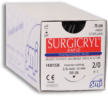 SMI Surgicryl Rapid Polyglycolic Acid Undyed Suture  - Pack of 12