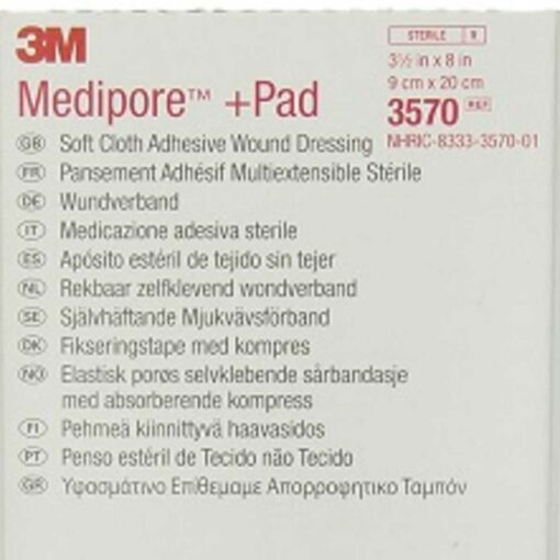 Medipore + Pad Soft Cloth Adhesive Wound Dressing, 3570 (10cm x 20cm)