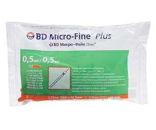 Bd Micro-Fine Plus Insulin Syringes, 0.5ml