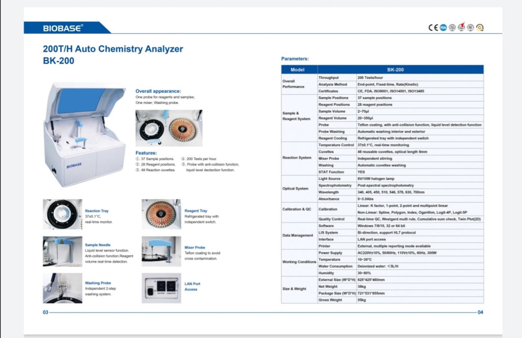 Chemistry Analyzer Fully  Automatic  BK-200 - 1 set