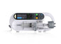 A medical syringe pump delivering precise medication doses to a patient.