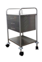 DRESSING TROLLEY 3 DRAWER 1 SHELVE PIPE WITH SIDE RAIL - 1