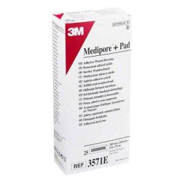 3571E - 3M Medipore + Pad Soft Cloth Adhesive Wound Dressing, Size: 10cm x 25cm  (4" x 10")