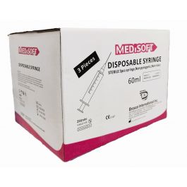 Medisoft Disposable Syringe, 60ml, L-Lock, No Needle, Pack of 25