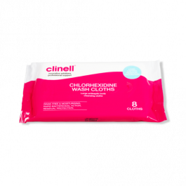 CLINELL 2% CHLORHEXIDINE WASH CLOTHS PACK OF 8