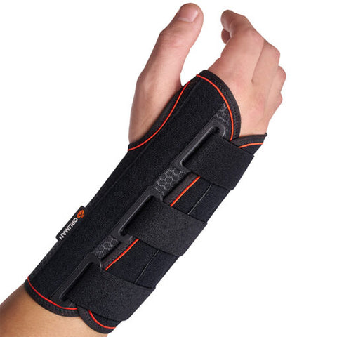 Orliman Manutec Semi-Rigid Right Hand Wrist Support With Palmar Splint, Medium, Black