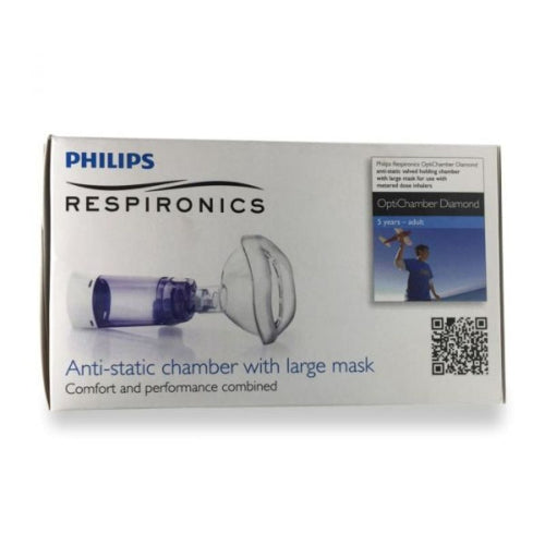 قناع Respironics Optichamber Diamond للبالغين من عمر 5 سنوات مع قناع كبير - 1079828
