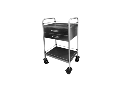 Stainless steel trolley with two drawers