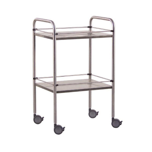  Double-Shelf Stainless Steel Instrument Trolley – Durable Medical Trolley for Hospitals & Clinics