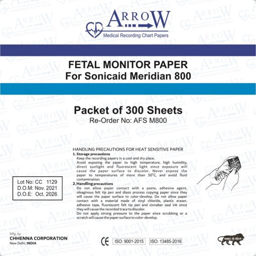 Arrow AFS M800 CTG Recording Paper 152mm x 90mm x 150 sheets (25 Packets/Box)