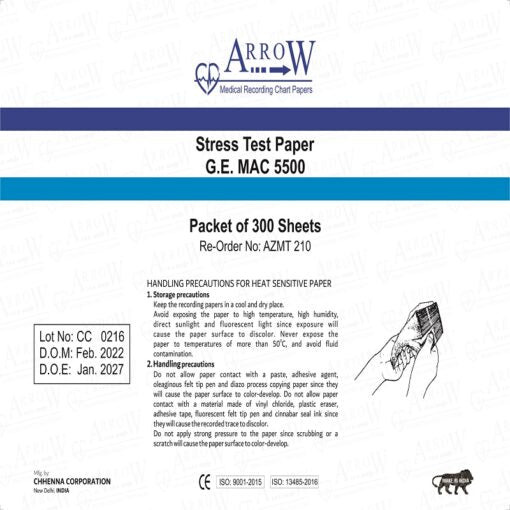 ورقة اختبار الإجهاد Arrow AZMT 210 لجهاز GE Mac 5500 (7 عبوات/صندوق)