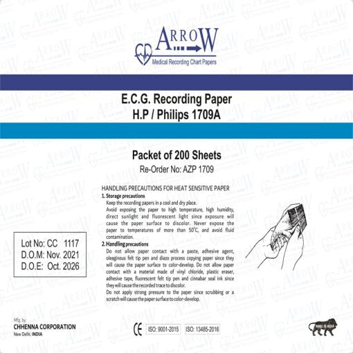 ورق تخطيط كهربائية القلب Arrow AZP 1709 لجهاز Philips M1709A مقاس 210x300x200 (10 عبوات/صندوق)