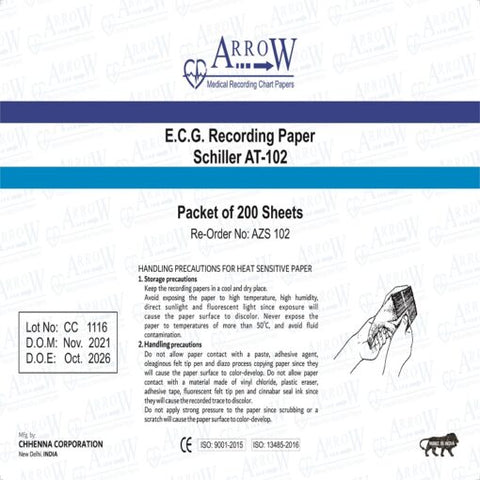 Arrow AZS 102 ECG Recording Paper 210 mm x 280 mm x 200 sheets (13 Packets/Box)