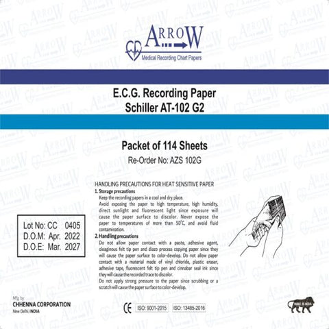 Arrow AZS 102G ECG Recording Paper 210mm x 280mm x 114 sheets (20 Packets/Box)