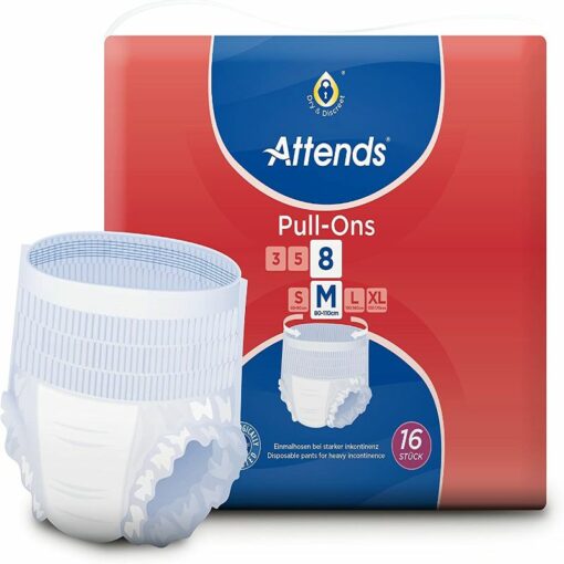 Attends – Pull Ons 8 Medium Adult Diapers – 4x16pcs