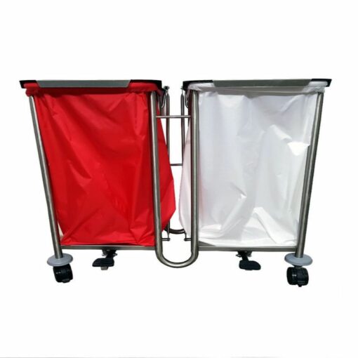 Stainless Steel Double Linen Trolley with Lid