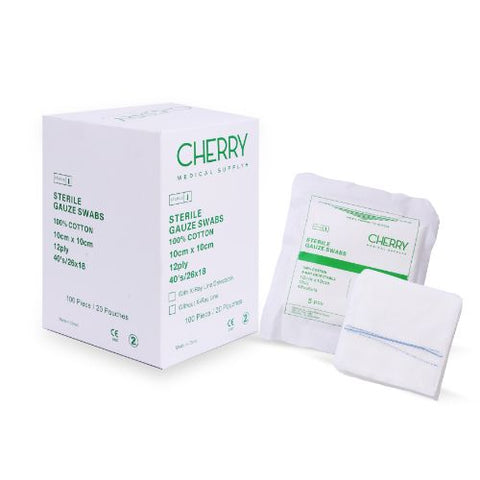 Cherry Medical Supply Pack Of 100 Piece Cotton Sterile Gauze Swabs