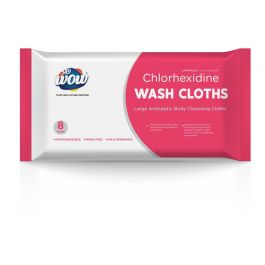 WOW CHLORHEXIDINE WASH CLOTHS 8 PCS