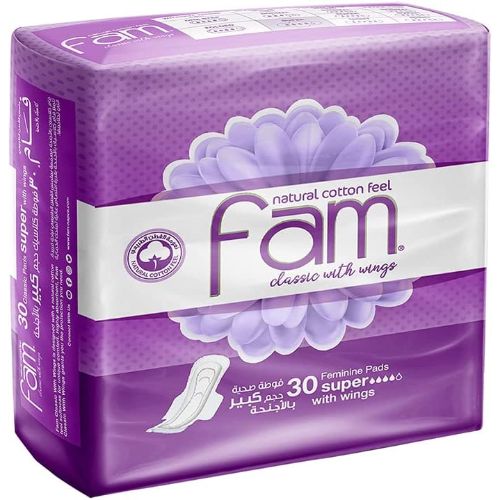 Fam – Natural Cotton Feel Maxi Thick Super Sanitary – 30pcs