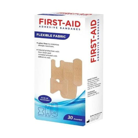 First Aid – Flexible Fabric Bandages Assorted 30’s