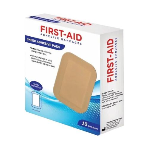 First Aid – Sheer Adhesive Pad Bandages 10’s -76mmx102mm