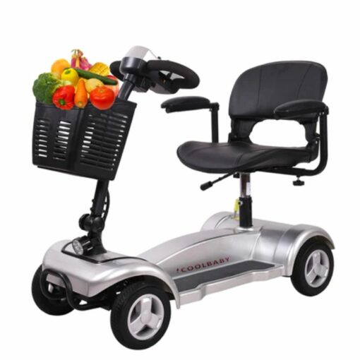 Four Wheel Portable Mobility Electric Wheelchair Scooter with Seat, Grey – X-01