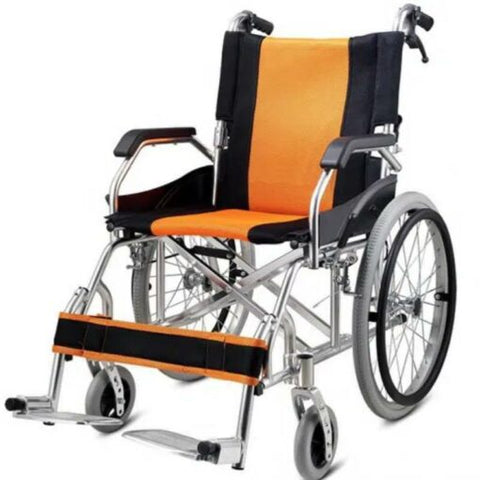 Lightweight Wheelchair with Foldable Backrest and Attendant Handbrakes – GM-CA967LHB-O