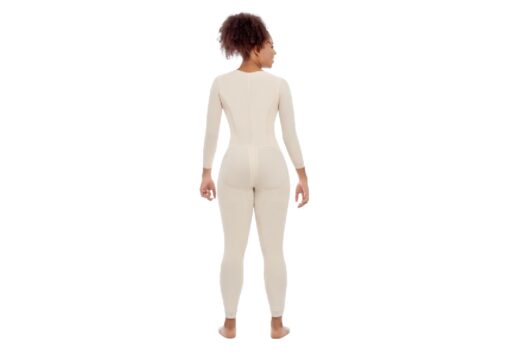 MS Contours 11525 Braless Full Body Under Knee Faja with Sleeves, Bottocks and Hooks Compression Garment