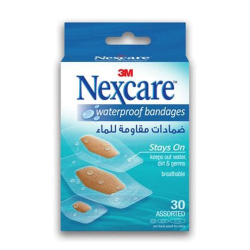 Nexcare – ضمادات 588-30D المقاومة للماء تمامًا، متنوعة، 30 ضمادة في العلبة