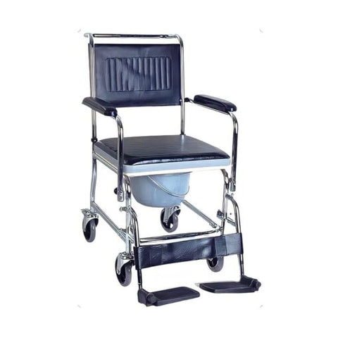 Portable Shower Toilet Transfer Commode With Foldable Wheelchair