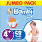 Sanita Bambi – Baby Diapers Jumbo Pack Size 4+, Large plus, 10-18kg – 58 Count