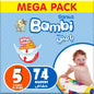 Sanita Bambi – Baby Diapers Mega Pack Size 5, X-Large, 12-22kg – 74 Count