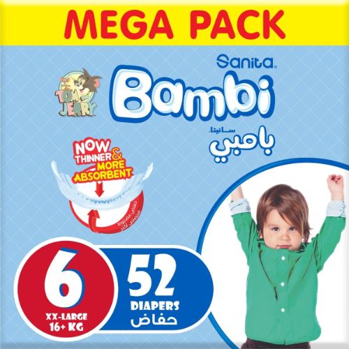 Sanita Bambi – Babadoeke Mega Pack Grootte 6, XX-Groot, +16 kg – 52 Tel.