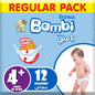 Sanita Bambi – Baby Diapers Regular Pack Size 4+, Large plus, 10-18kg – 12 Count