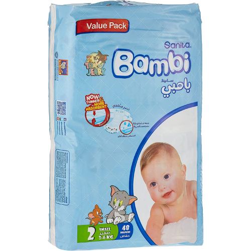 Sanita Bambi – Babadoeke Waardepak Grootte 2, Klein, 3-6 kg – 48 Tel.